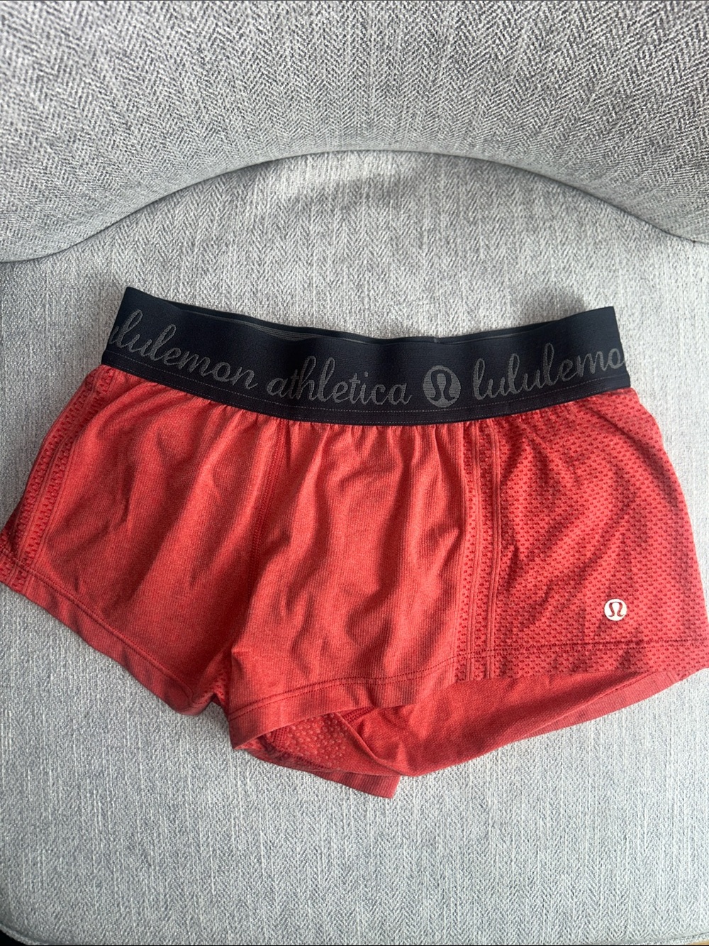 lululemon athletica Women’s Red Athletic Shorts with Branded Waistband